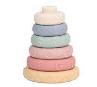 Gucagle Stacking Rings Toy Educational Stacking Tower Soft Silicone Colorful Squeaky Building Circles for Toddlers Babies 6 Months and Up 6 Pieces Multicolor