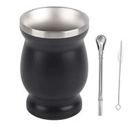 Gucagle Traditional Gourd Tea Cup Set 230ml Stainless Steel Double Walled Insulated Coffee Tea Drinking Cup with Straw Spoon and Cleaning Brush for Hot Cold Beverages