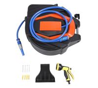 Gucagle Wall Mounted Water Hose Reel Retractable Garden Hose Reel with 10 Spray Patterns Automatic Rewind 180° Swivel Bracket for Garden Yard Outdoor Watering PVC 30+2m