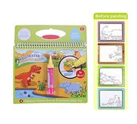 Gucagle Water Coloring Book Portable Reusable Kids Painting Toy with Refillable Water Pen for Preschool Learning Art Activity Vehicle Farm Dinosaur Beauty Makeup Style 15.5x19cm (Dinosaur)