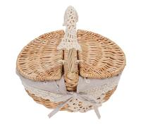 Gucagle Wicker Picnic Basket Premium Woven Empty Picnic Hamper with Removable Liner for Outdoor Activities Camping Mother's Day Material 25.5x18x25cm (Daisy)