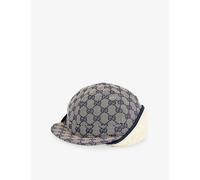 Gucci Boys Beige/blue+blu Kids' Monogram-pattern Woven Hat L