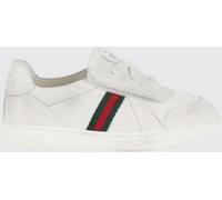 GUCCI Boy's Leather Trainers with Web Stripe and Hook-and-Loop Closure - Size: 21 - unisex