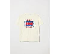 GUCCI Boy's White Cotton T-Shirt with GG Monogram Print - Size: 8 - male