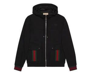 Gucci Cotton Jersey Hooded Jacket With Web 'Black' 752187-XJFQV-1043 XS