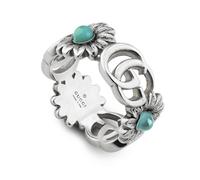 Gucci Double G With Flower Motif Sterling Silver Ring D - J