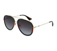 Gucci GG0062S 003 Woman Sunglasses Metal Gold Green Pilot Normal