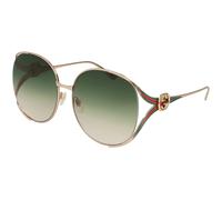 Gucci GG0225S 003 Woman Sunglasses Metal Gold Green Round Normal