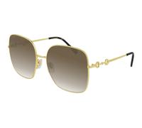 Gucci GG0879S 002 Woman Sunglasses Metal Gold Brown Squared Normal Shaded