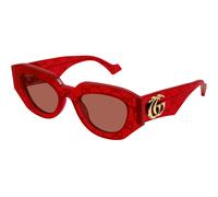 Gucci GG1421S 006 Woman Sunglasses Acetate Red Brown Geometric