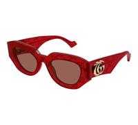 Gucci GG1421S 006 Woman Sunglasses Acetate Red Brown Geometric