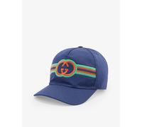 Gucci Gucci Logo-Embroidered Curved-Visor Stretch-Woven Hat 10-12 Yeara Blu+V/R/V L