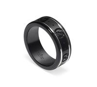 Gucci Icon 18ct White Gold Black Synthetic Corundum Thin Band Ring D - J GUC-071/J