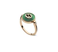 Gucci Interlocking 18ct Rose Gold & Green Agate Round Ring (Size M-N)