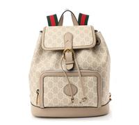 Gucci Interlocking G Backpack GG Supreme Monogram Coated Canvas Bag - Beige