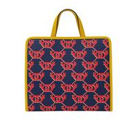 Gucci Interlocking G Monogram Canvas Tote Handbag - Ink Blue & Yellow - One size
