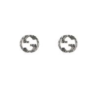 Gucci Interlocking G Motif Aged Sterling Silver Stud Earrings D GUC-015