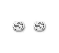 Gucci Interlocking Motif Sterling Silver Rhodium Plated Stud Earrings GUC-004