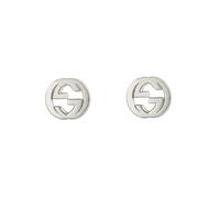 Gucci Interlocking Motif Sterling Silver Stud Earrings D GUC-010