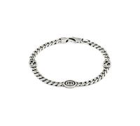 Gucci Interlocking Sterling Silver Black Enamel Chain Bracelet D - 18cm GUC-120/18