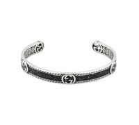 Gucci Interlocking Sterling Silver & Black Enamel Cuff Bracelet