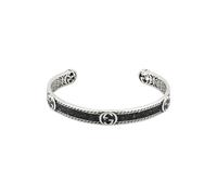 Gucci Interlocking Sterling Silver Black Enamel Cuff Bracelet D - 19cm GUC-122/19
