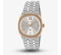 Gucci Ladies 25H Rose Gold Bezel Silver Dial Watch YA163508