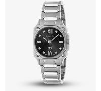 Gucci Ladies G-Flat Black Dial Diamond Set Watch YA166507