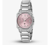 Gucci Ladies G-Flat Pink Diamond Dial Watch YA166501