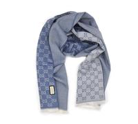 Gucci - Light Blue GG Monogram Half Web Wool Scarf
