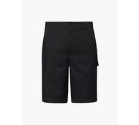 Gucci Mens Black Mix Monogram-pattern Brand-tab Regular-fit Cotton-blend Shorts 32