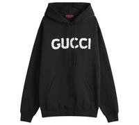 Gucci Men's Embroidered Logo Hoodie Black