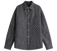 Gucci Men's Reversible GG Denim Jacquard Overshirt Dark Grey/Ivory