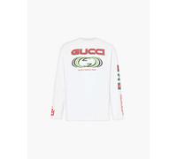 Gucci Mens White Mc Brand-embroidery Crew-neck Relaxed Fit Cotton-jersey T-shirt Xl