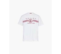 Gucci Mens White Red Brand-print Crew-neck Relaxed-fit Cotton-jersey T-shirt Xl
