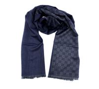 Gucci - Navy GG Monogram Half Web Wool Scarf