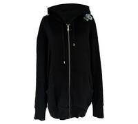 Gucci Preloved Embroidered Logo Zip Hoodie In Black Cotton Black