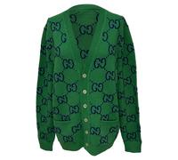 Gucci Preloved Gg Knitted Cardigan In Green Wool Green