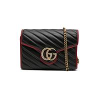 Gucci Preloved Gg Marmont Matelasse Leather Torchon Wallet On Chain In Black Black One Size