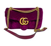 Gucci Women's Preloved GG Marmont Small Metelasse Shoulder Bag in Purple Velvet