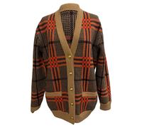 Gucci Preloved Love Parade Checked Jacquard Cardigan In Beige Wool Beige