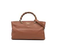 Gucci Preloved Medium Calfskin Bamboo Shopper Satchel In Brown Brown One Size