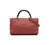 Gucci Preloved Medium Calfskin Bamboo Shopper Satchel In Pink Pink One Size