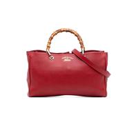 Gucci Preloved Medium Calfskin Bamboo Shopper Satchel In Red Red One Size