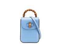 Gucci Preloved Mini Calfskin Bamboo Top Handle Bag In Blue Blue