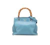 Gucci Preloved Small Calfskin Bamboo Shopper Satchel In Blue Blue One Size