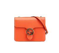 Gucci Preloved Small Dollar Calfskin Interlocking G Crossbody In Orange Orange