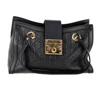 Gucci Preloved Small Ssima Padlock Tote Bag In Black Leather Black
