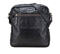 Gucci Preloved Stylish Embossed Leather Crossbody Bag With Adjustable Strap In Black Black One Size