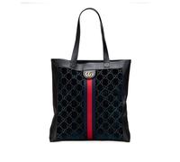 Gucci Preloved Stylish Tote Bag With Eye-Catching Pattern & Web Stripe In Blue Blue One Size